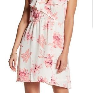 NWOT Lush White & Pink Floral Wrap Sundress